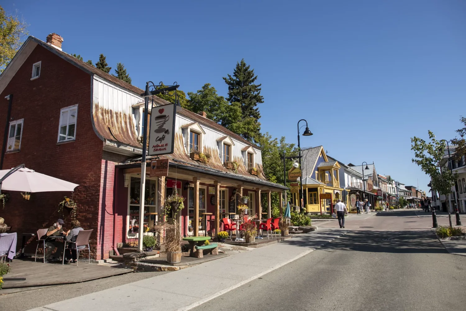 La rue Saint-Jean-Baptiste, bordée de galeries et de cafés, à Baie-Saint-Paul
