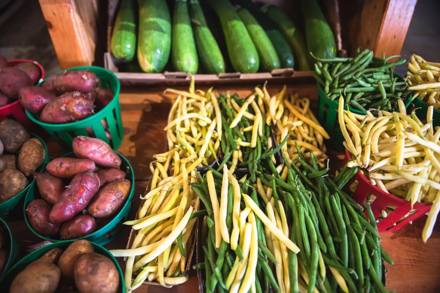Colourful, unusual vegetables from Les Jardins du Centre, in Les Éboulements