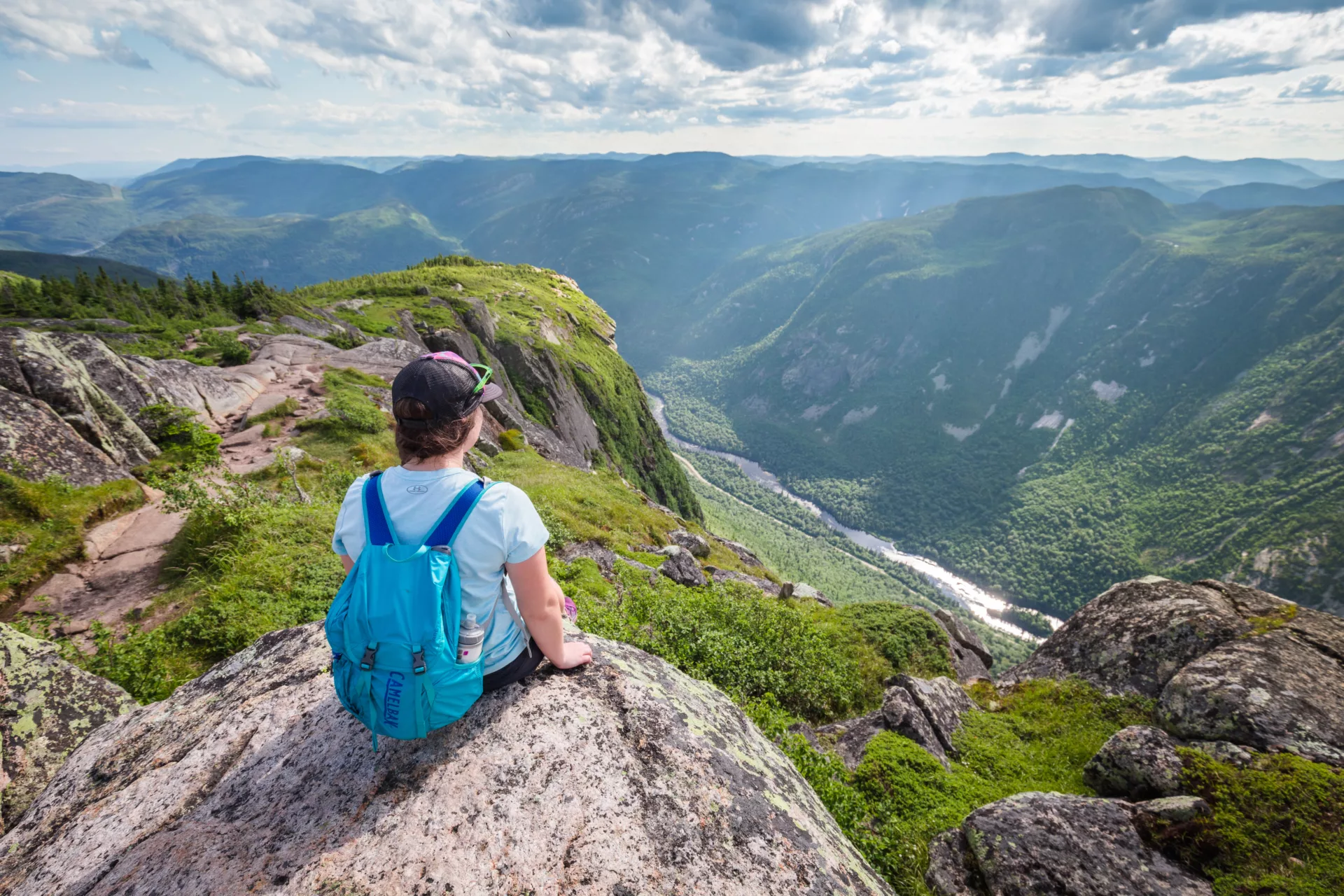 Hiking trail in Hautes-Gorges park with valley views